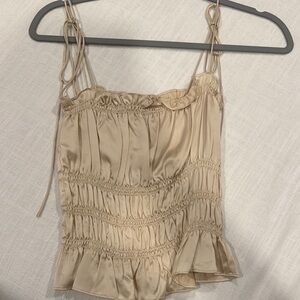 Reformation Gold Ruffled Camisole